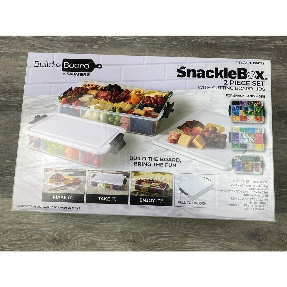 Sabatier Snacklebox 2-Piece Food Storage Set w/ Cutting Board White Lids